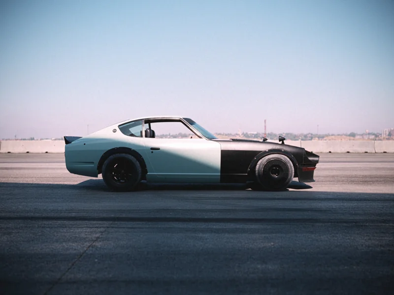 Side profile of the Stage One 1975 Datsun 280Z CGI concept.