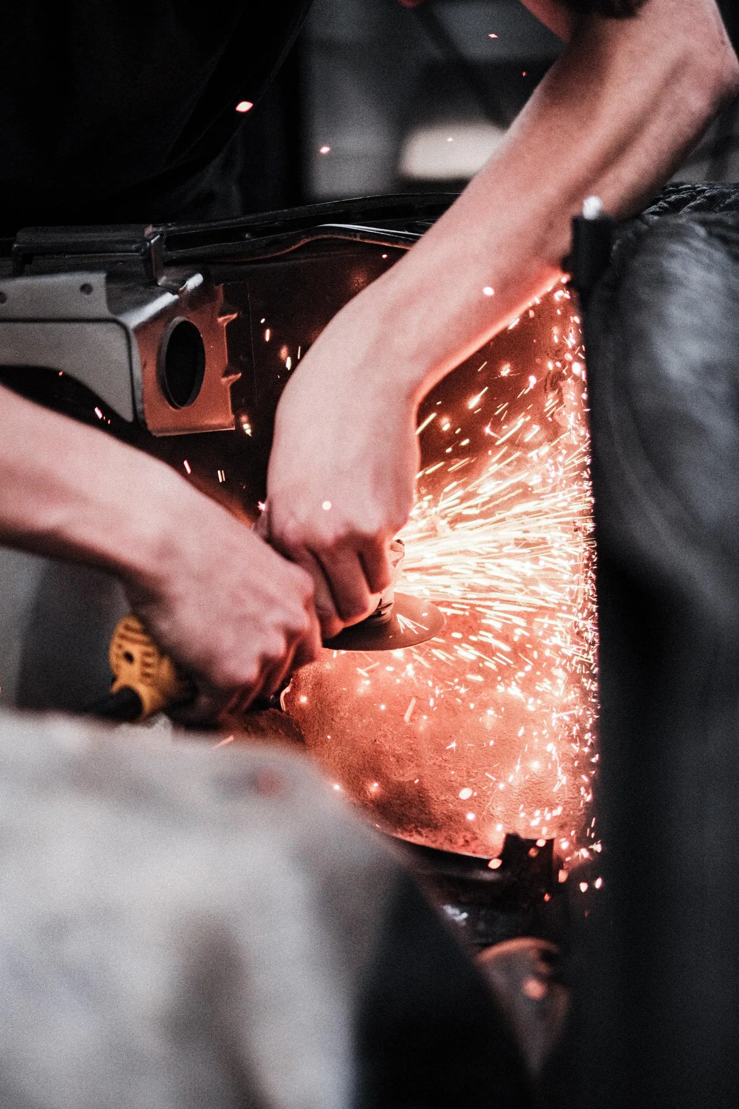 Metalwork with sparks in the workshop